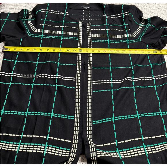 VTG Misook Cardigan Acrylic Knit Top Clasp Plaid Womens Plus Size 1X Black Green - Picture 4 of 8